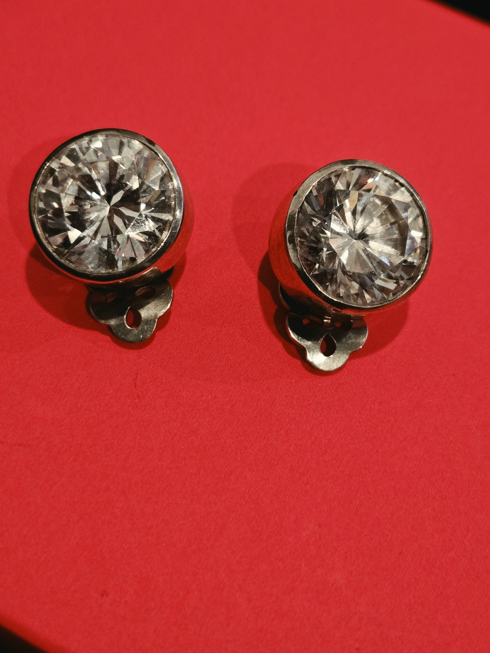 Vintage Paul Brakna Sterling Silver Cubic Zirconia Clip-On Earrings